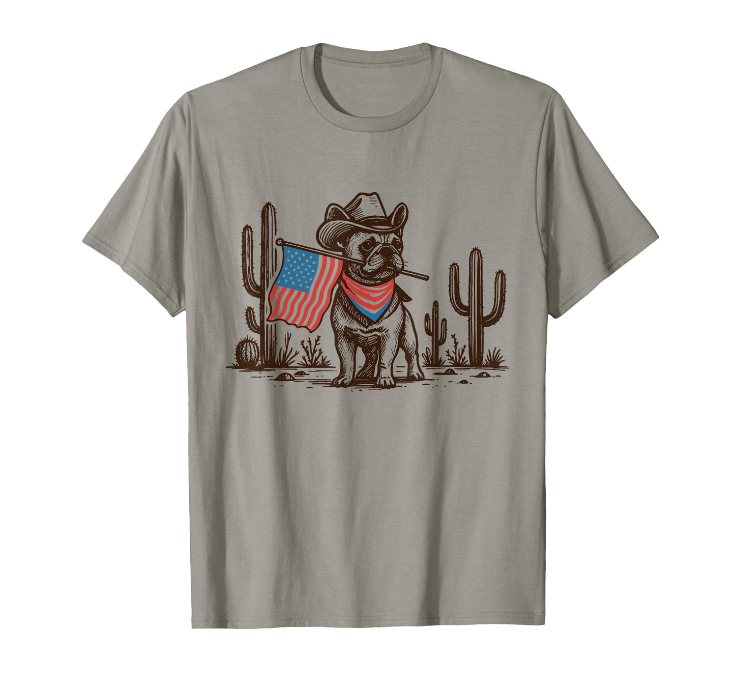Funny Western French Bulldog 4th Of July Cute Cowboy Dog T-Shirt