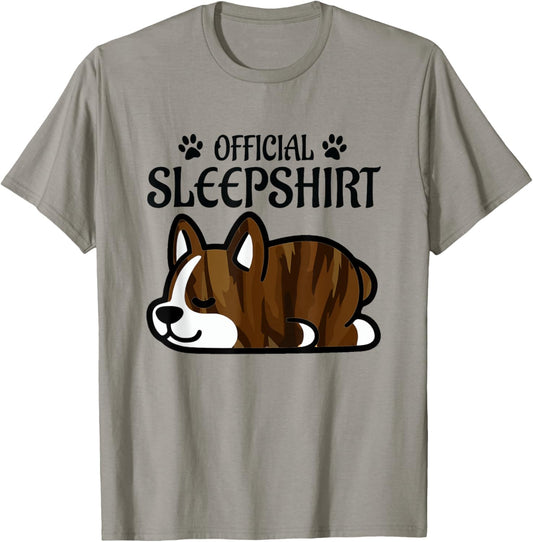 Official Sleepshirt Brindle And White Corgi Funny Dog Owner T-Shirt