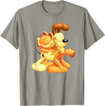 Garfield & Odie 3D Hugging Cute Cartoon Cat and Dog T-Shirt