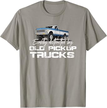 Easily Distracted By Old Pickup Trucks Shirt for Men Retro T-Shirt
