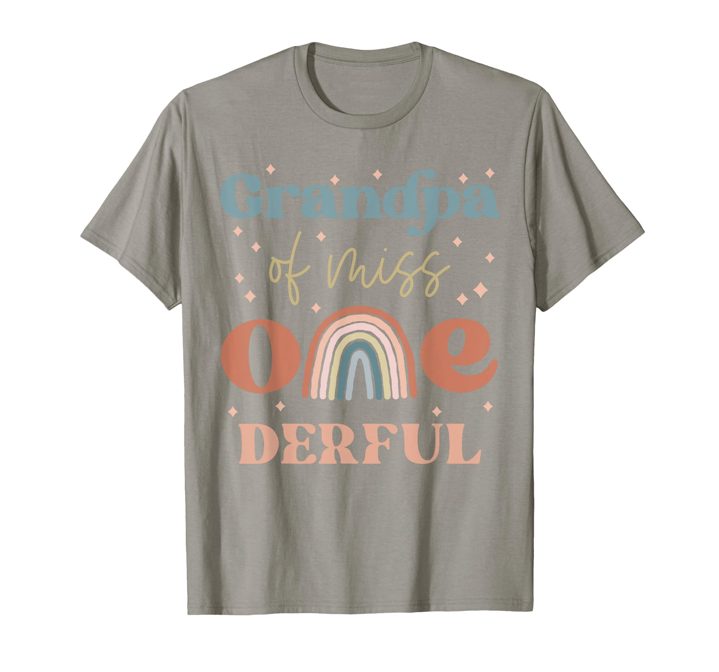 Grandpa of Miss Onederful Boho Rainbow First Birthday T-Shirt
