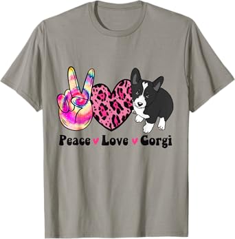 Tie Dye Peace Love Leopard Black And White Corgi Dog Lover T-Shirt for Men Women