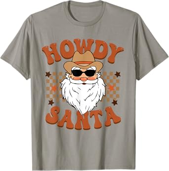 Retro Howdy Santa Cowboy Cowgirl Western Howdy Christmas T-Shirt