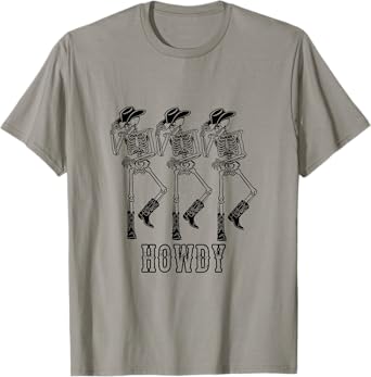Retro Howdy Skeleton Cowgirl Dancing Cowboy Boots Horse T-Shirt