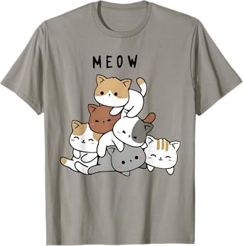 Pile Of Kitty Cats Funny Cute Cat Lover Kitty Pile Anime Cat T-Shirt