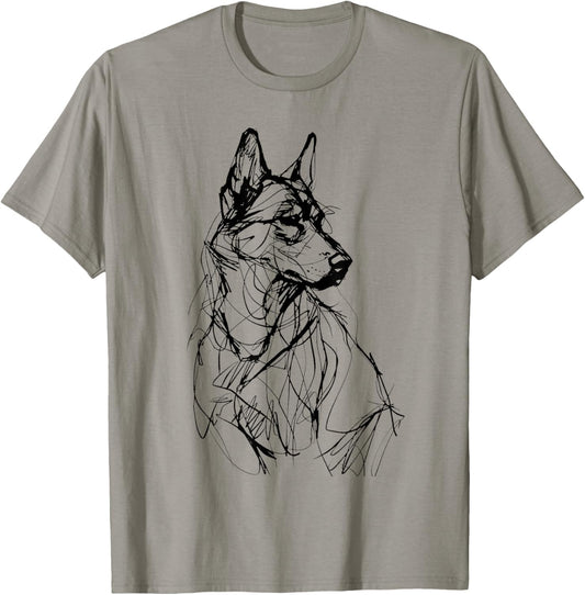 Husky Dog Line Art Minimalist Mom Dad T-Shirt