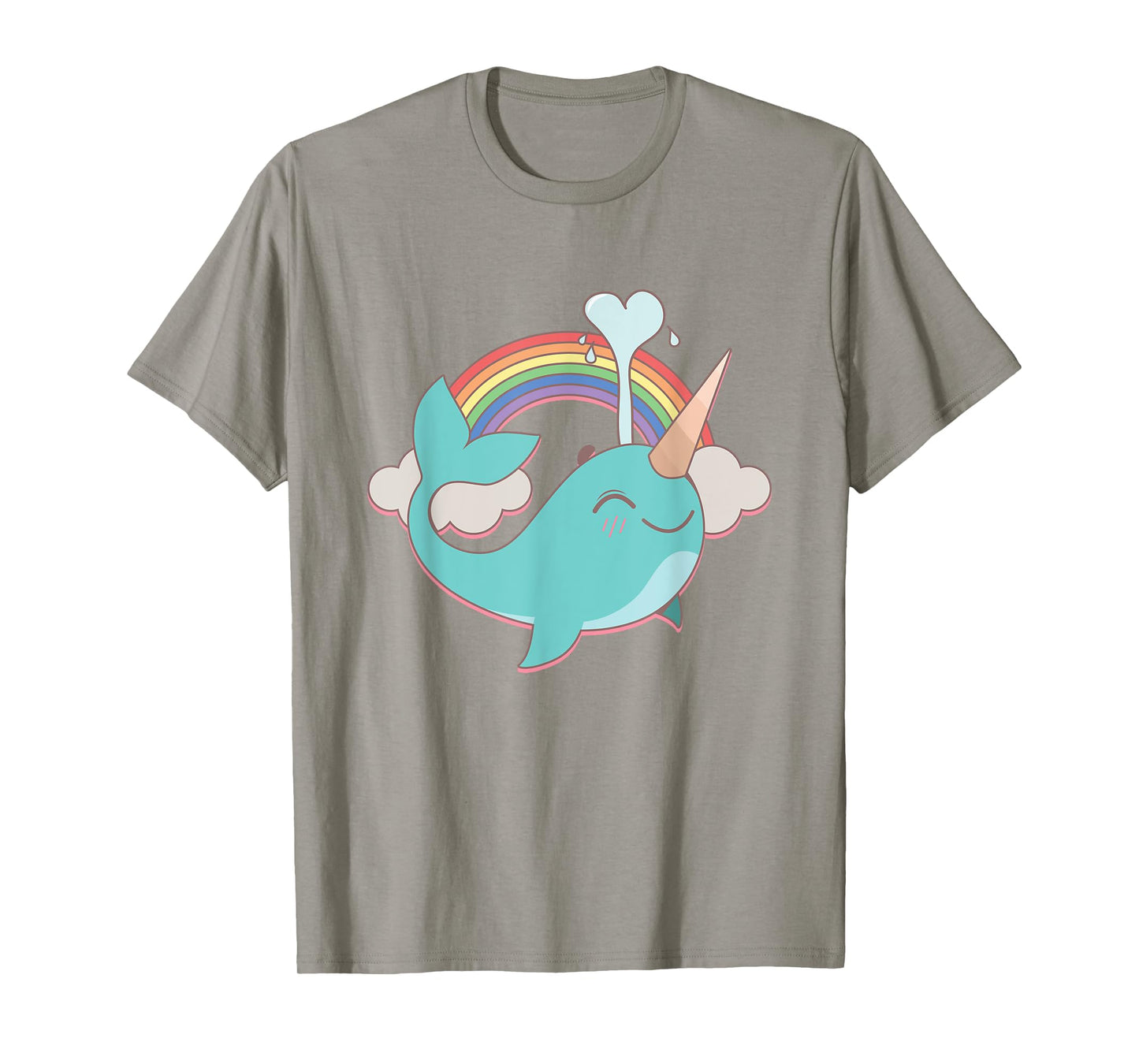 Narwhal Unicorn and Rainbow Blowing Water Girl's Cute T-Shirt