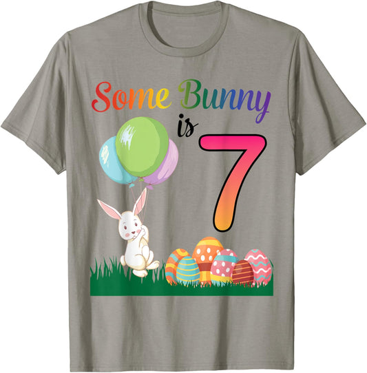 Balloon Egg Happy Easter Birthday Some Bunny Is 7 Years Old T-Shirt