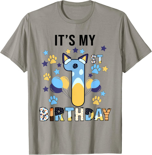 1st Birthday Boy Girl Dog Theme Party One 1 Year Old Bday T-Shirt