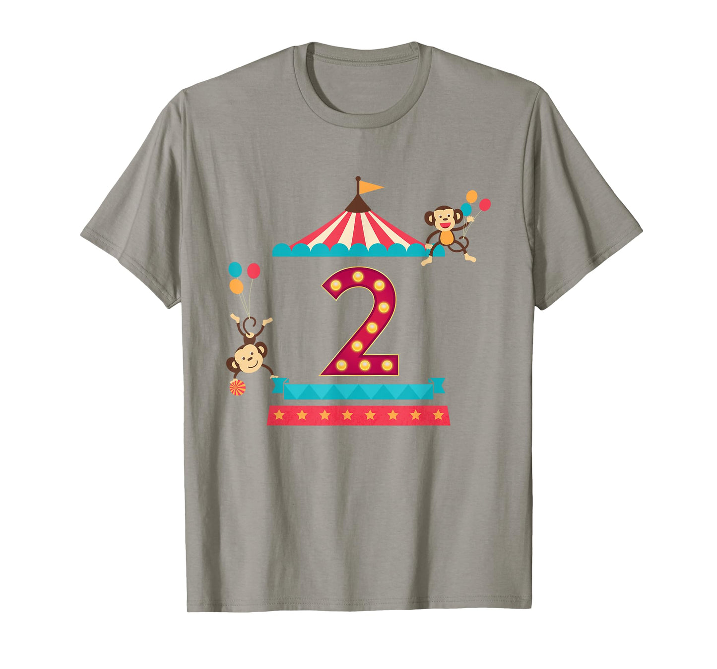 2nd Birthday Circus Top Monkeys 2 Year Old Toddler Carnival T-Shirt