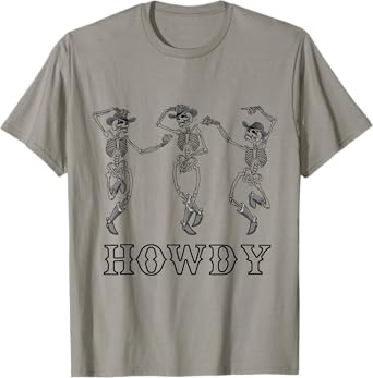 Retro Howdy Skeleton Cowgirl Dancing Cowboy Boots Horse T-Shirt