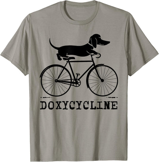 Dachshund Dog Riding Bicycle Funny Doxie Cyclist Gift T-Shirt