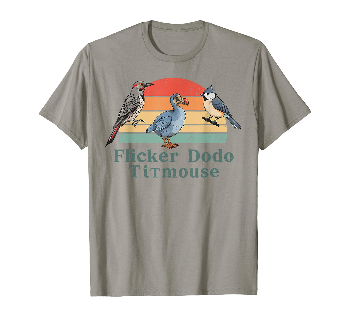 Flicker Dodo Titmouse Funny Retro Bird Lovers Design T-Shirt
