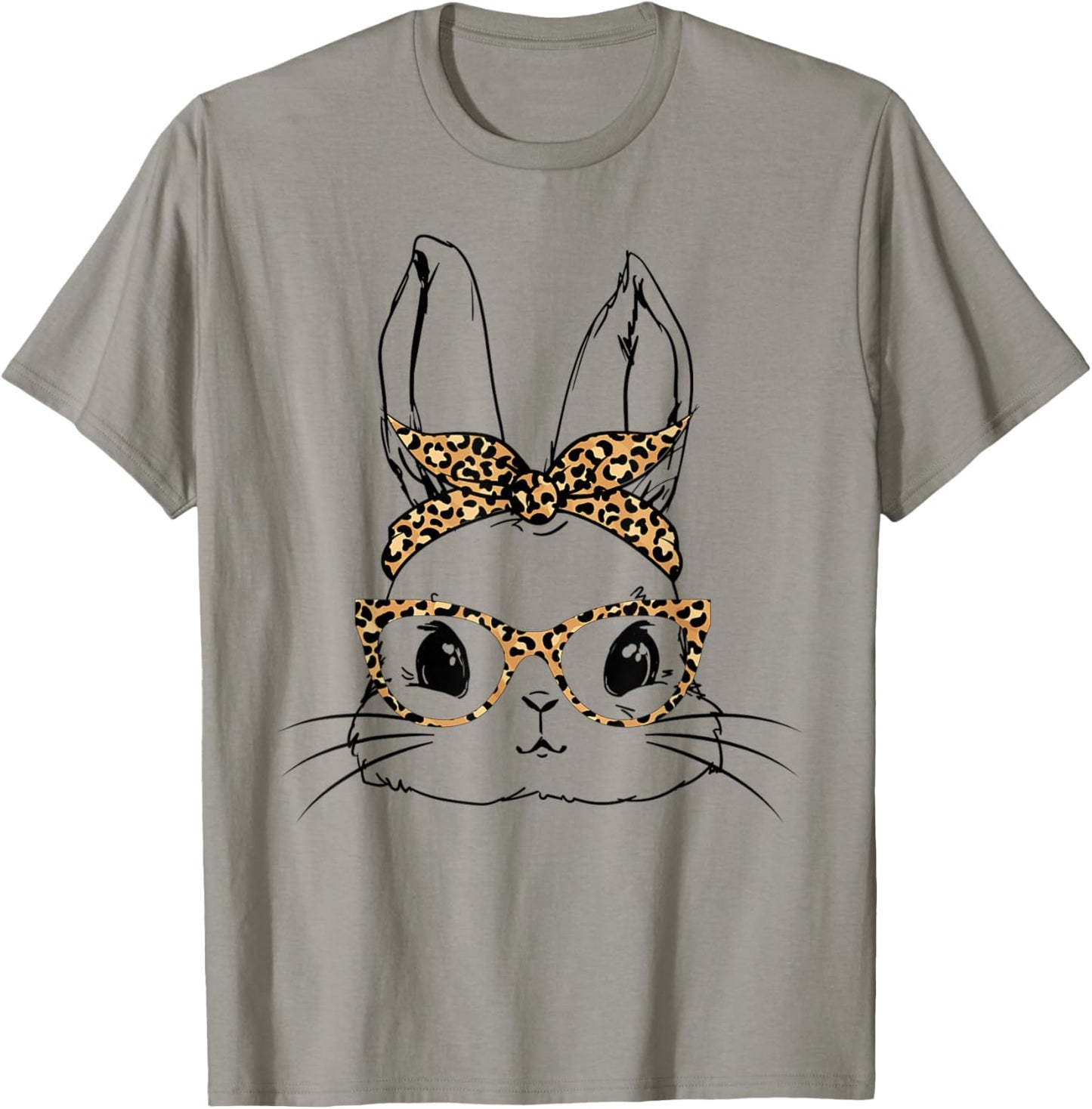 Cute Bunny With Bandana Leopard Glasses Easter Day T-Shirt