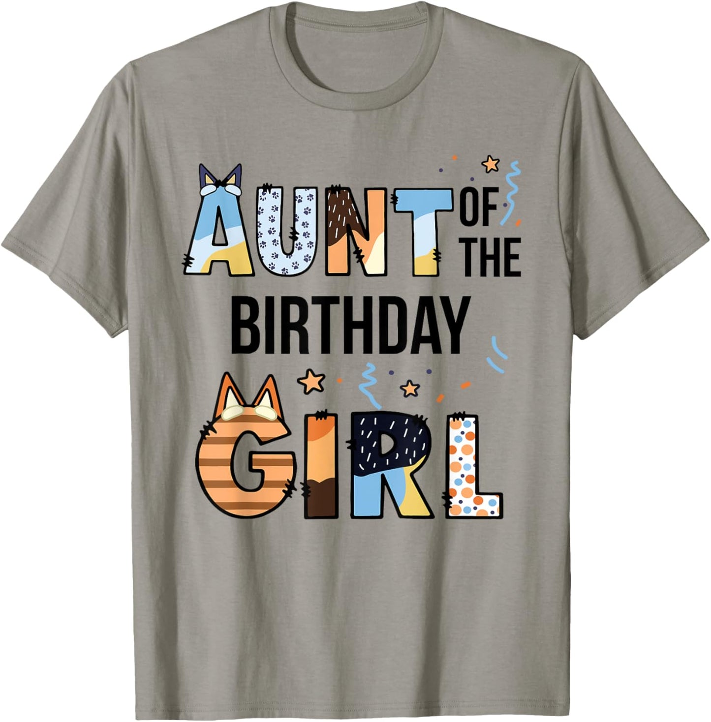 Aunt Of The Birthday Girl Party Blue Dog Lover Matching T-Shirt