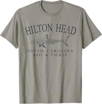 Hilton Head South Carolina Shark Retro Arched Slate Letters T-Shirt
