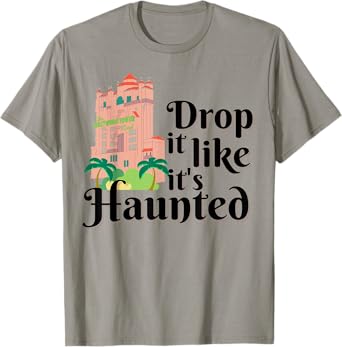 Design Trends Shop Hollywood Tower Hotel Retro Haunted Terror Ride T-Shirt, Unisex, Grey, Small, Short Sleeve