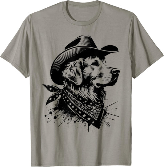 Funny Golden Retriever Cowboy Vintage Western Dog Lover T-Shirt