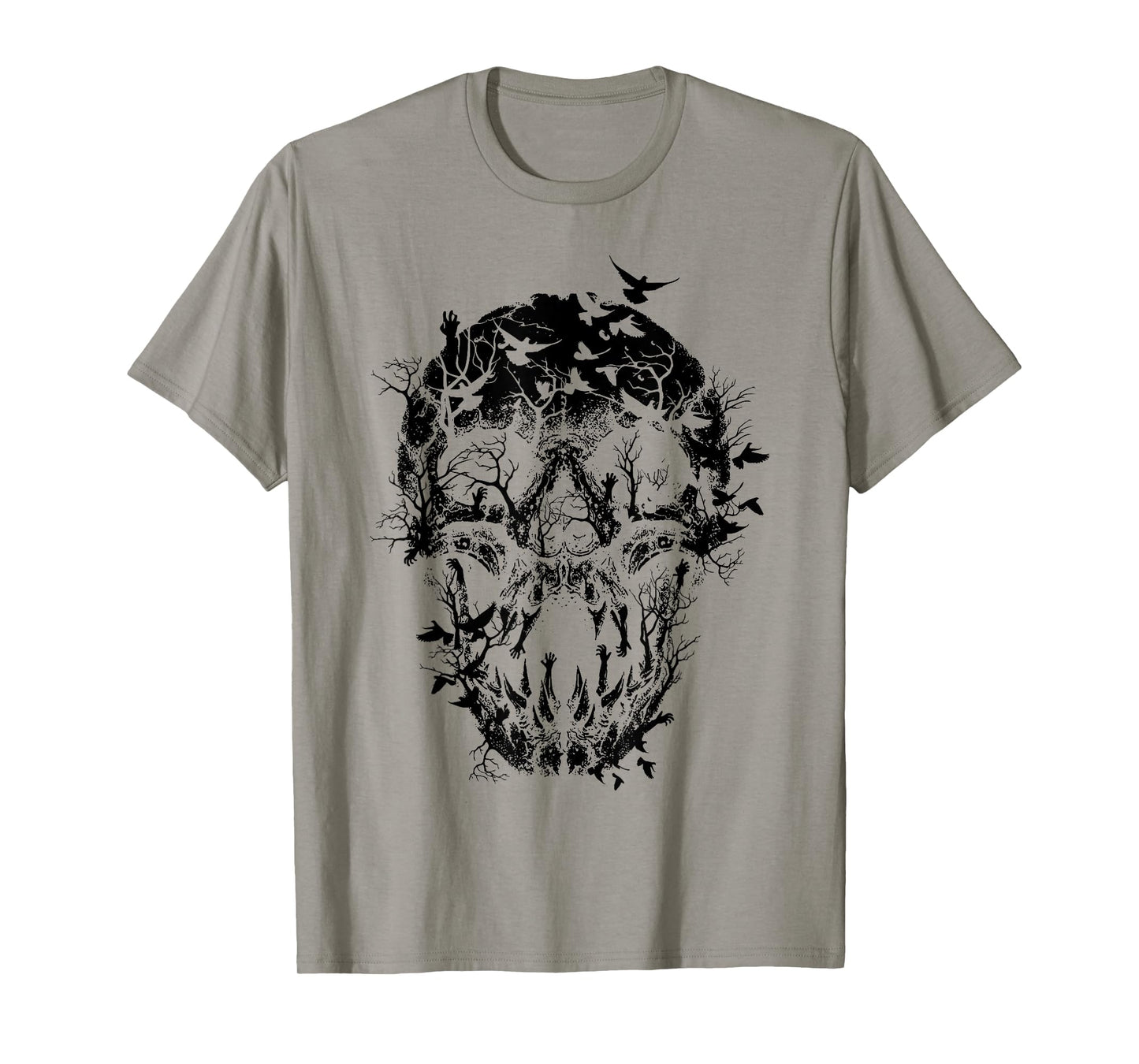 Gothic Birds Skull Skeleton Spooky Halloween Costume T-Shirt
