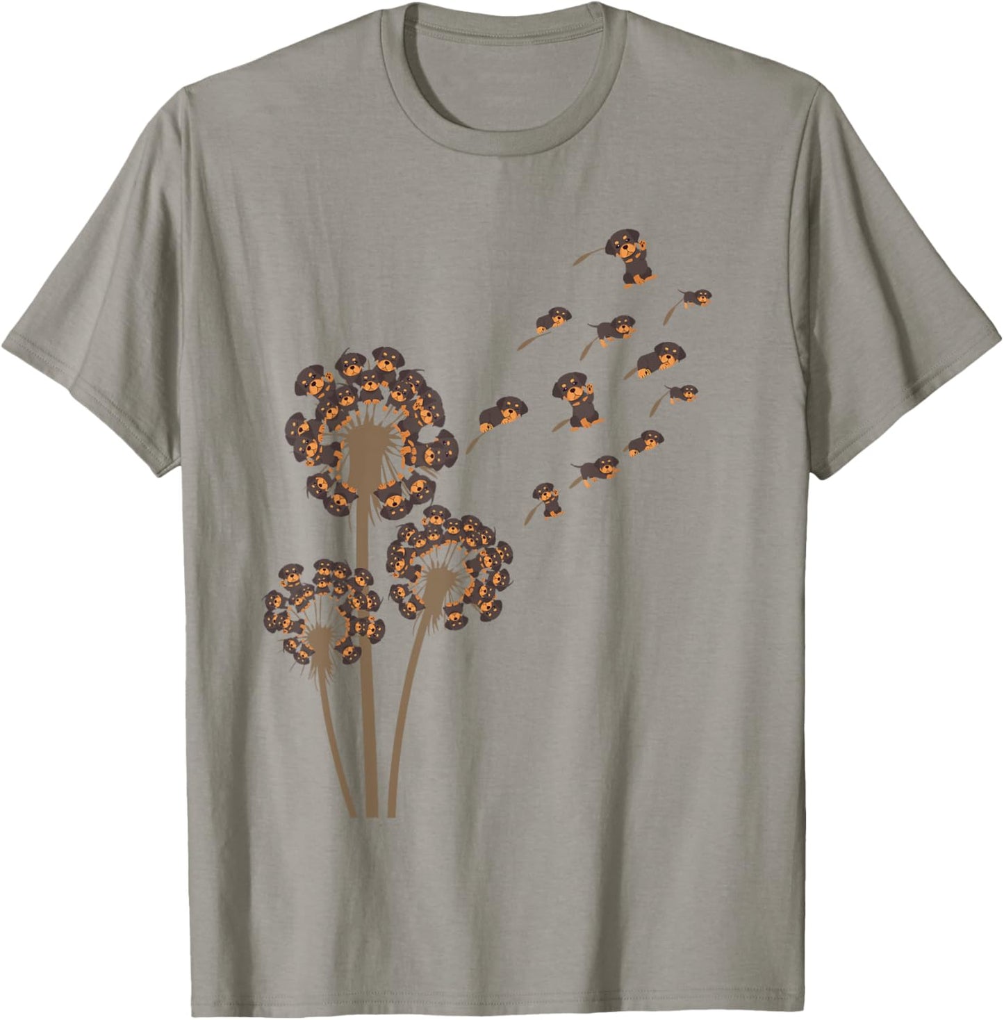 Rottweiler Flower Fly Dandelion Funny Dog Lover Dog Dad T-Shirt