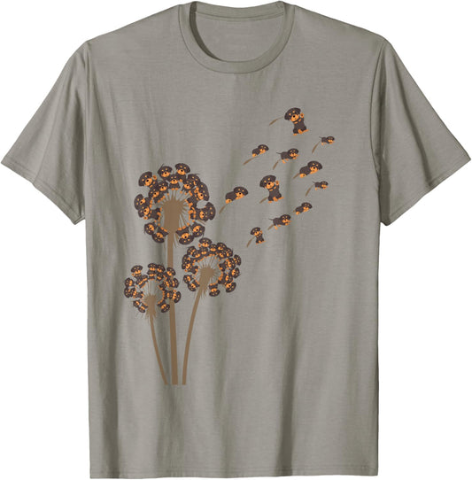 Rottweiler Flower Fly Dandelion Funny Dog Lover Dog Dad T-Shirt