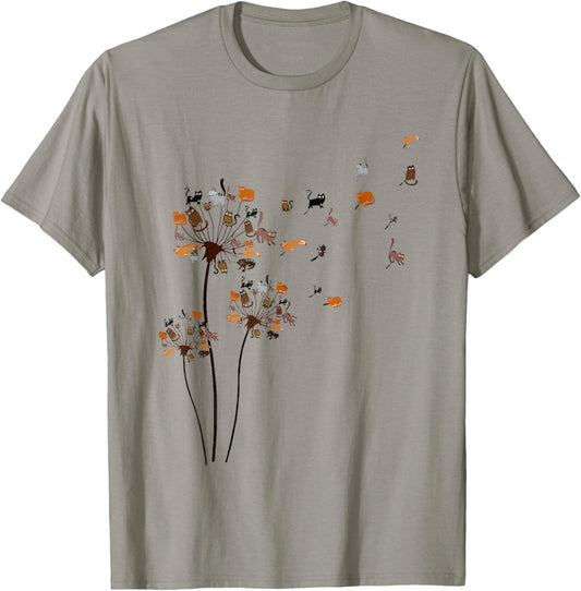 Cute Dandelion Cats Flower Colorful Pet Cat Funny Cat Mom T-Shirt