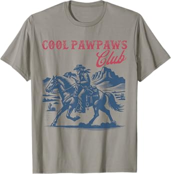 Cool Pawpaws Club Retro Western Cowboy Father's Day T-Shirt