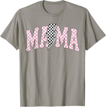 Retro Checkered Bolt Mama FOR WOMEN GIRLS MEN kids T-Shirt