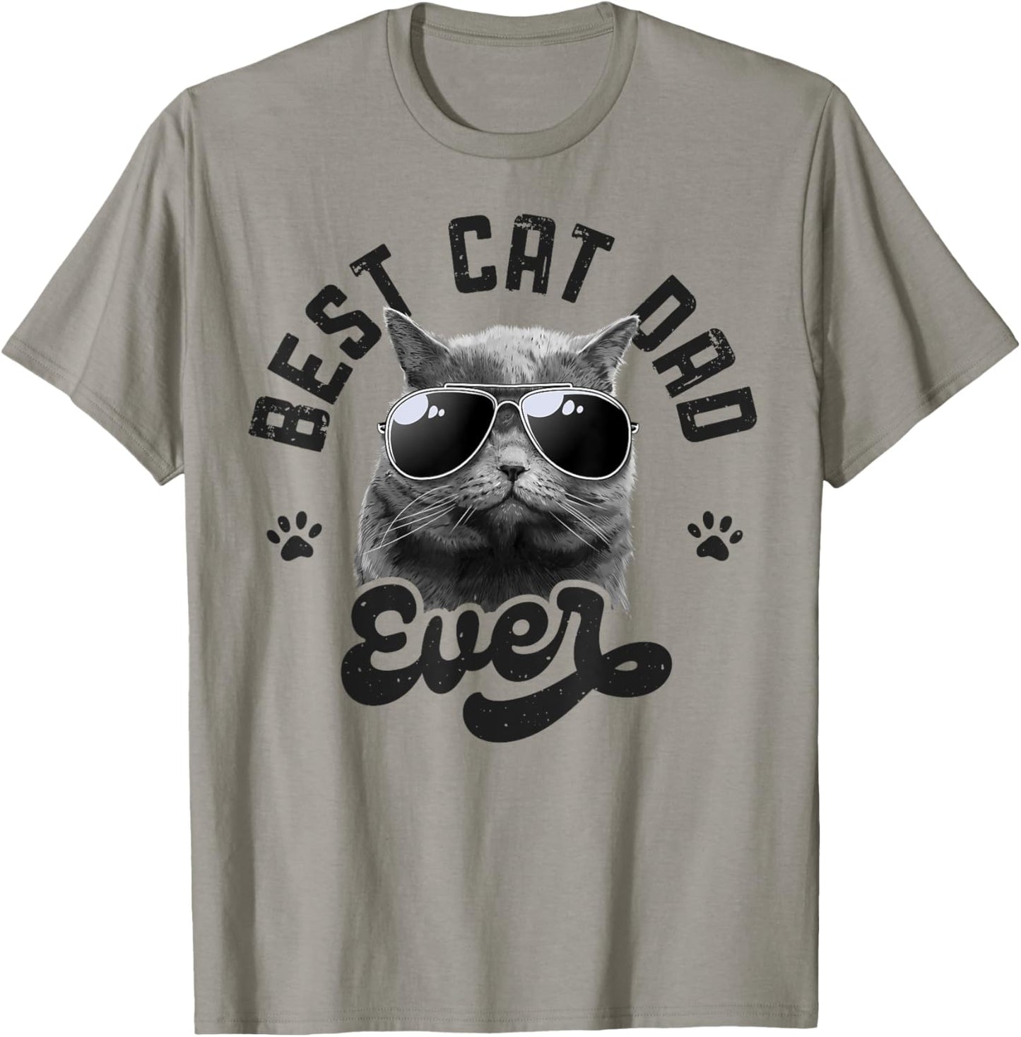 Best Cat Dad Ever Funny Daddy Father's Day Retro Vintage Men T-Shirt