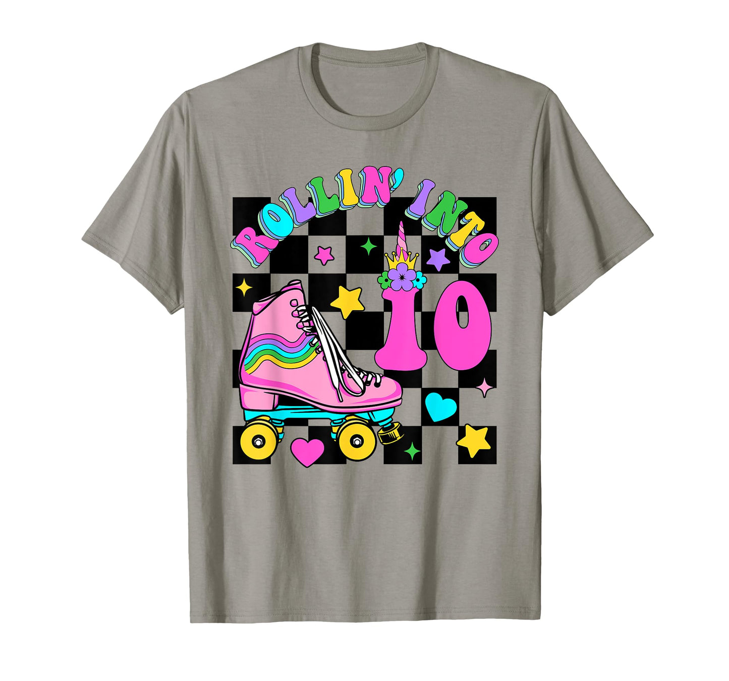 Rolling Into 10 Years Old Skater 10th Birthday Kids Girls T-Shirt