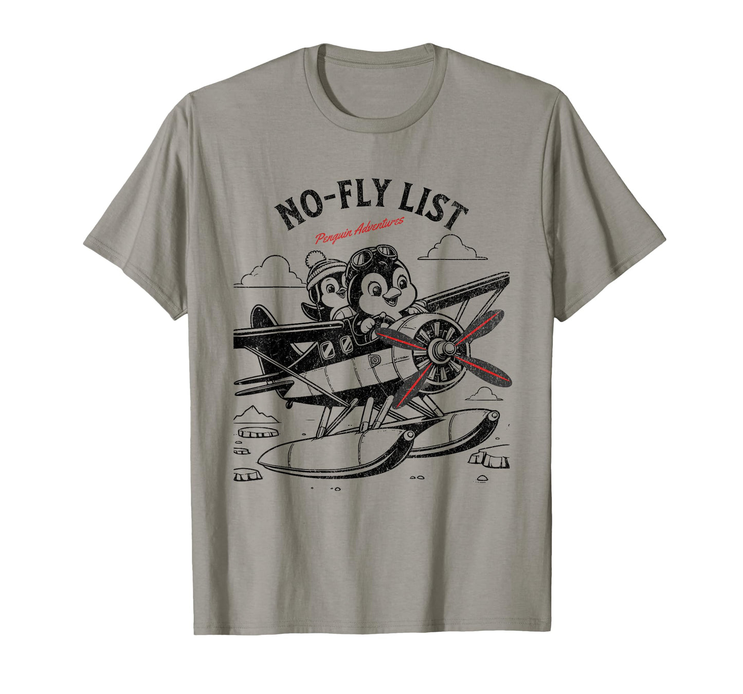Flying Penguin Adventure No-Fly List Funny Penguin T-Shirt