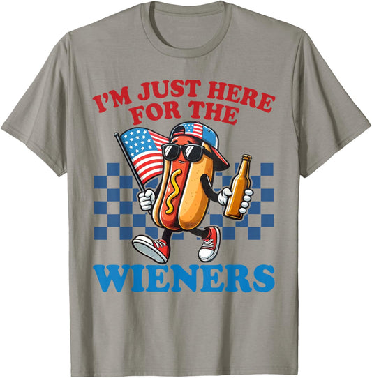 I'm Just Here For The Wieners Funny Hot Dog 4th Of July T-Shirt
