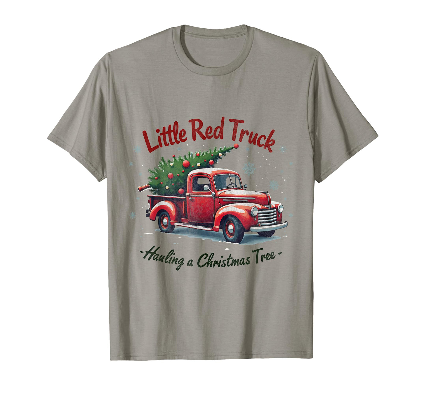 Little Red Truck Hauling a Christmas Tree Family Matching T-Shirt