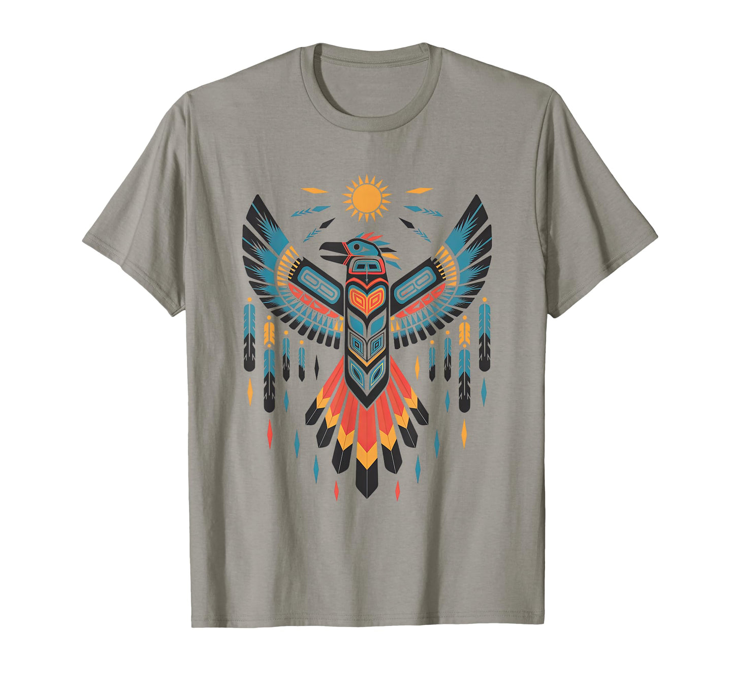 North American Tribal Thunderbird Vibrant Geometric Design T-Shirt