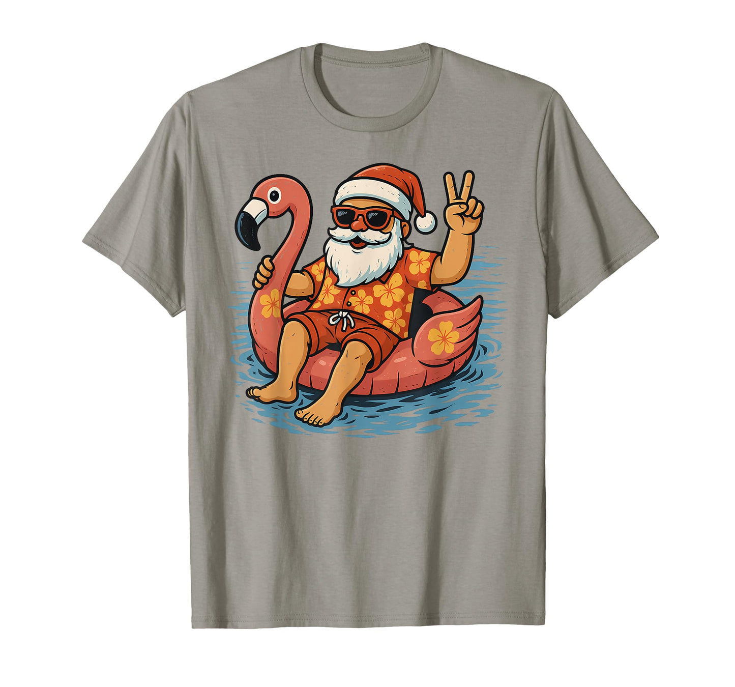 Christmas In July Santa Flamingo Summer Xmas Boys Kids T-Shirt