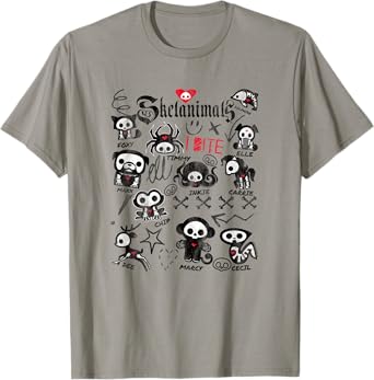 Skelanimals I Bite Vintage Retro Dead Pet Textbook Collage T-Shirt