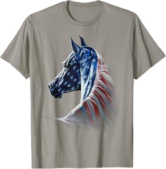 Patriotic Horse American Flag 4th Of July Independence Day T-Shirt