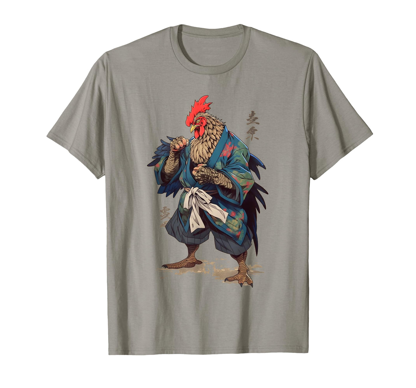 Japanese Traditional Ink Rooster Samurai Art Chicken Warrior T-Shirt