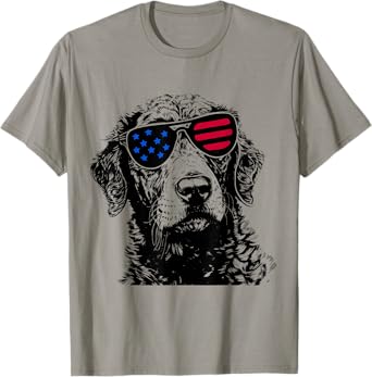 Chesapeake Bay Retriever Dog 4th July America USA Flag T-Shirt for Women Kids Men