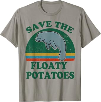 Manatee-Shirt Save The Floaty Potatoes Funny Chubby Mermaid T-Shirt