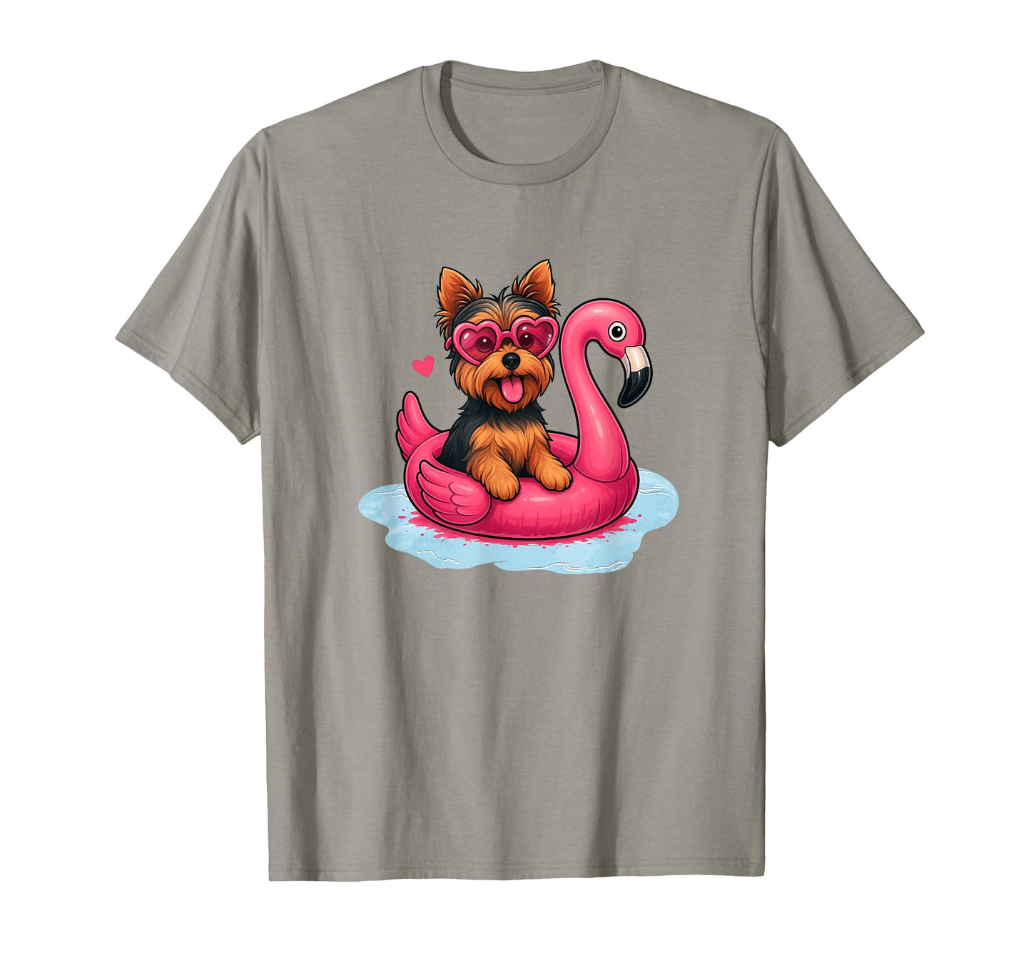 Yorkshire Terrier Flamingo Pool Float Cute Summer Pup T-Shirt