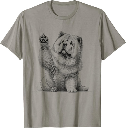 Cute Chow Chow Dog Raising Paw Design T-Shirt