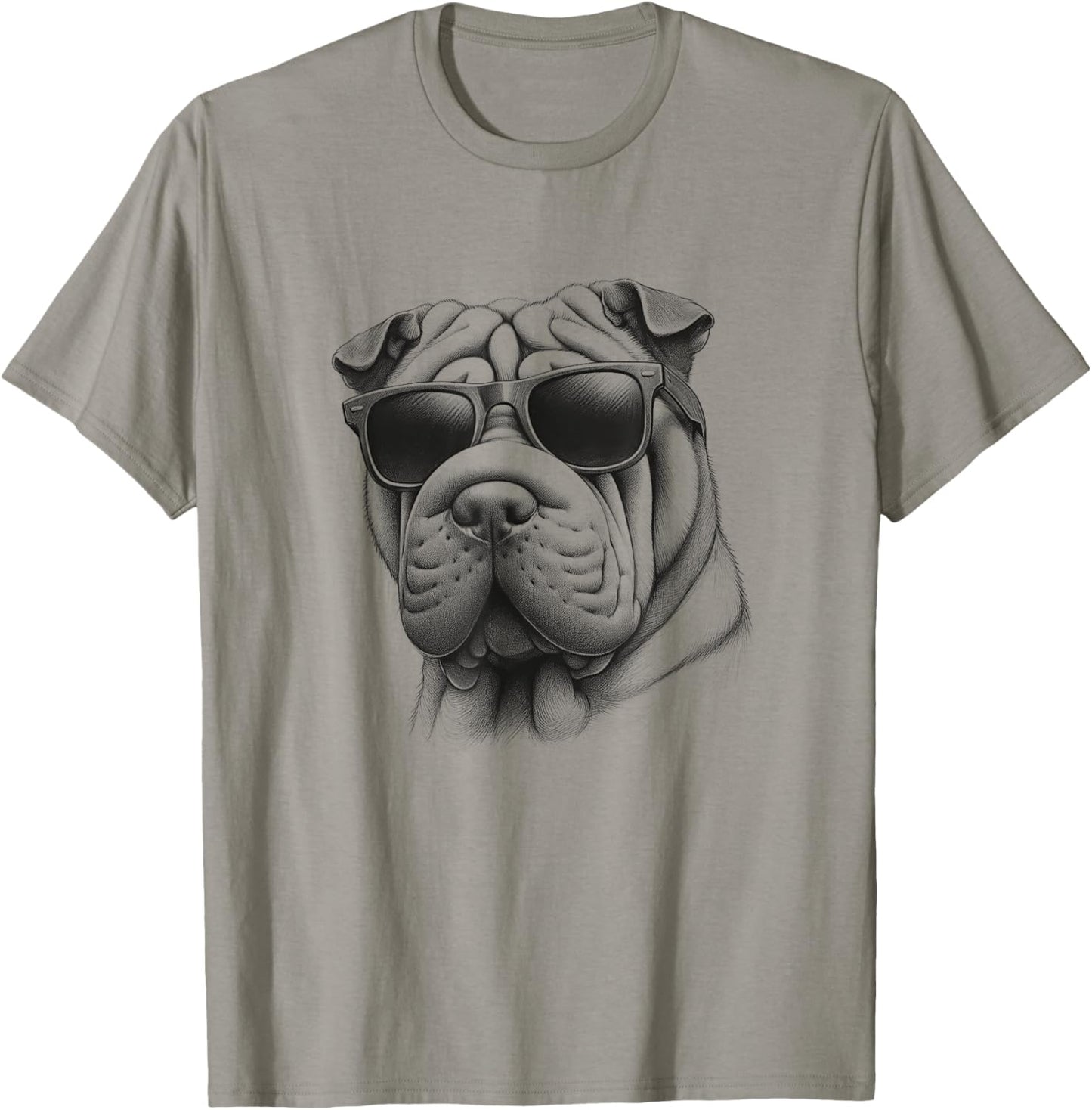 Cool Chinese Shar Pei Dog Sunglasses Design For Men T-Shirt