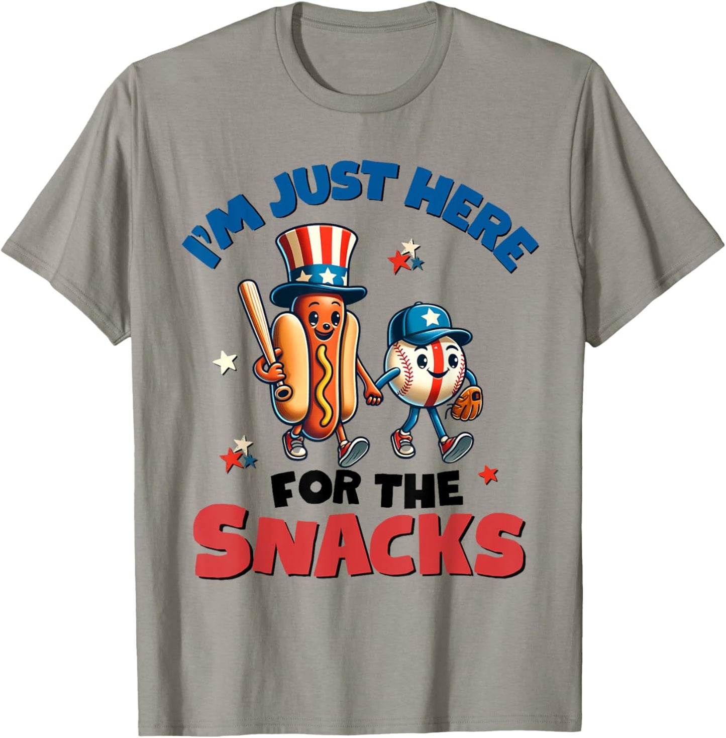 I'm Just Here for the Snacks Baseball Hotdog 4th of July USA T-Shirt