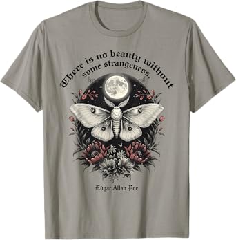 Inspiration from Edgar Allan Poe's Works Apparel Unisex-Adults T-Shirt Grey Small Gothic Poetry-Themed T-Shirt