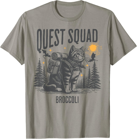 Quest Fantasy Squad Broccoli Funny Cat T-Shirt