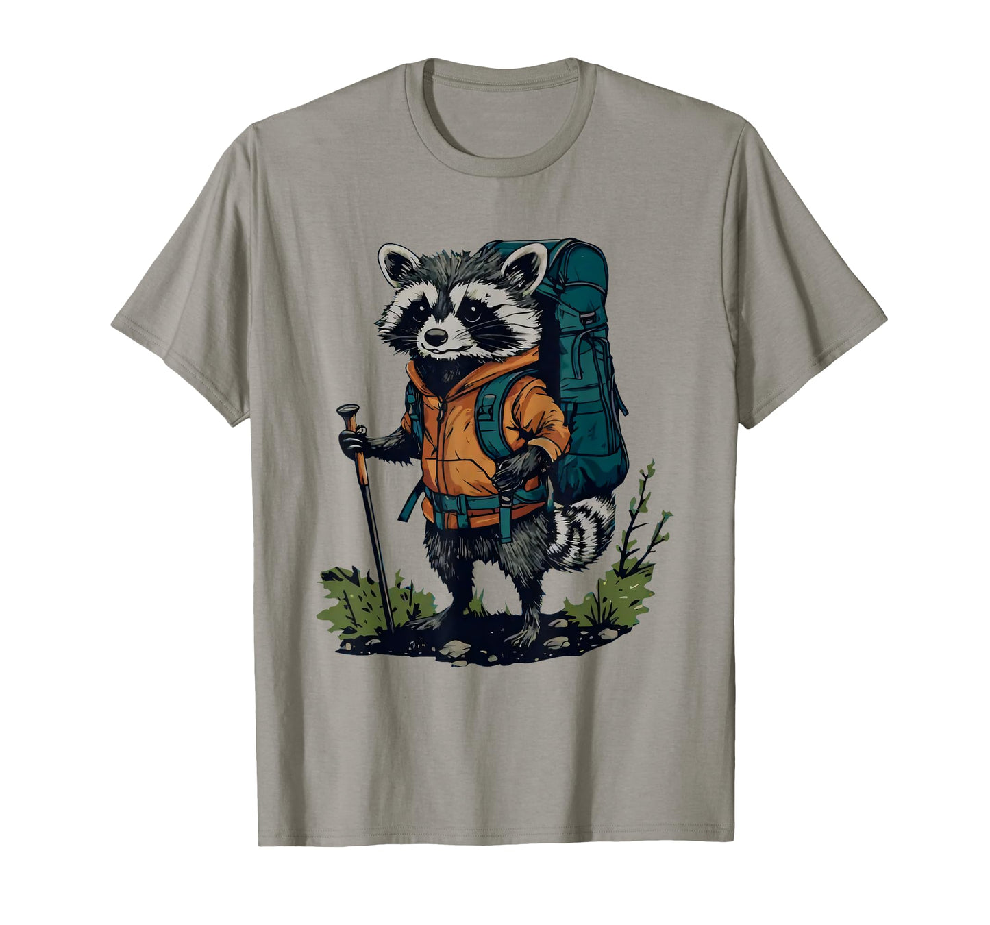Racoon Backpacker Mountain Hiking Camping Funny T-Shirt