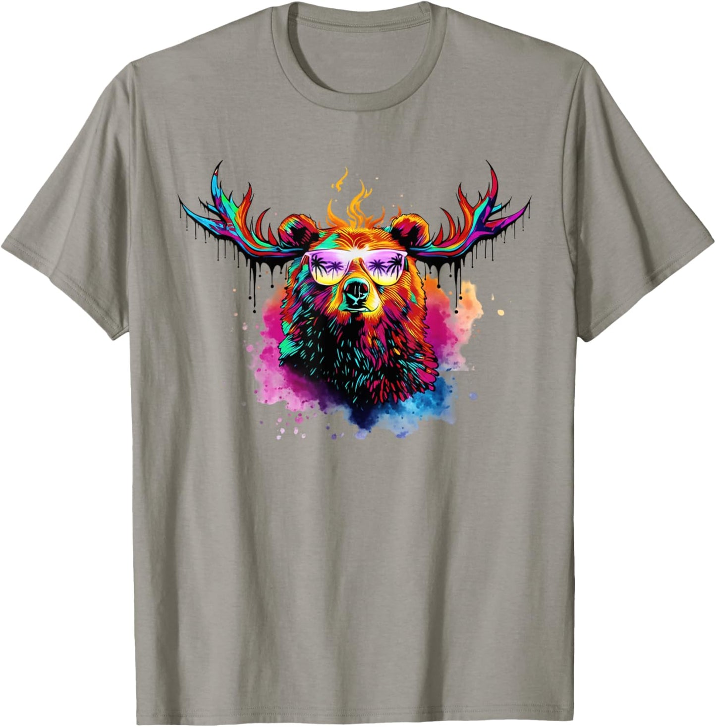 Retro Bear Wearing Sunglasses Summer Wildlife Colorful Bear T-Shirt