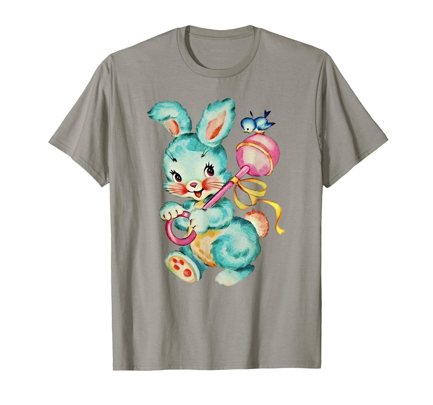 Vintage Easter Cute Bunnny And Bird Spring Retro Vintage T-Shirt