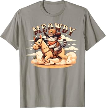 Cat Cowboy Funny Mashup Meowdy Partner Horse Western Country T-Shirt